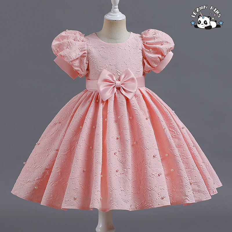 LEZONKIDS - Princess Flower Girl Dress Summer Tutu Wedding Birthday Party Kids Dresses for Girls Teenager Prom Designs Dress